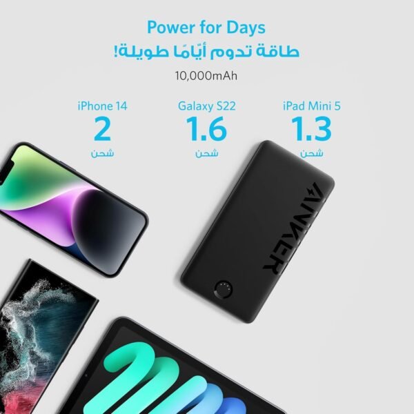 Anker 323 USB-C Power Bank, 10,000mAh Portable Charger (PowerCore PIQ), High-Capacity Battery Pack for iPhone 16/15/14 Series, Samsung, Huawei, Xiaomi, Redmi, Vivo, Oppo, iPad, Apple Watch and More - Image 2