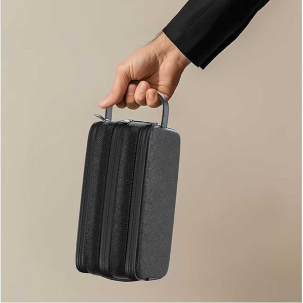 Green Lion Monarch Clutch Bag, Water-Resistant Exterior, Three Compartments, Ergonomic Design, Organized Space, Soft Interior, Sturdy Handle, Mesh Pockets, Delicate Texture - Black - Image 2