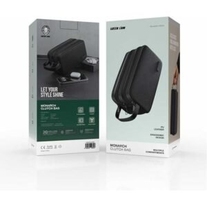 Green Lion Monarch Clutch Bag, Water-Resistant Exterior, Three Compartments, Ergonomic Design, Organized Space, Soft Interior, Sturdy Handle, Mesh Pockets, Delicate Texture - Black - Image 3