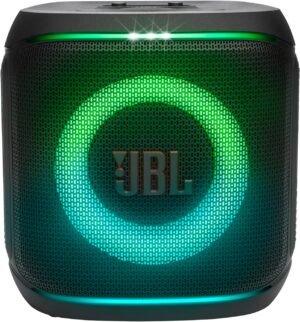 JBL PartyBox Encore 2 Portable Bluetooth Speaker with Wireless Mic and AI Boost, 15H Battery, Dynamic Lights, Auracast, Karaoke & Guitar Input, IPX4 Splashproof - Black - Image 4