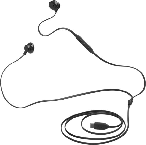 JBL Tune 110 Wired In-Ear Headphones – Pure Bass Sound, Noise-Isolating Earbuds, 1-Button Remote with Mic, Tangle-Free Flat Cable, Compatible with Android & iOS – Black - Image 2