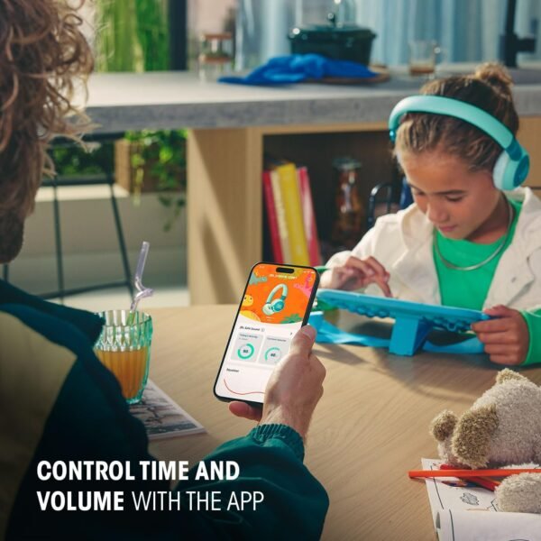 JBL Junior 320 BT Wireless On-Ear Bluetooth Headphones with Built-in Microphone for Kids, 50 Hours Playback, Safe Sound, Low Volume, Easy Operation and Sticker Set, Green - Image 3