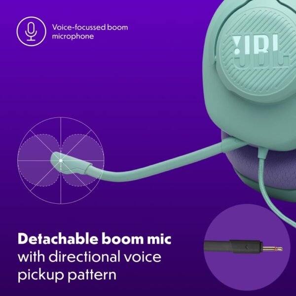 JBL Quantum 100M2 Wired Over-Ear Gaming Headset with JBL QuantumSOUND Signature, 3.5 mm Jack, Multi-Platform Compatibility and Removable Microphone with Mute Option, Cyan - Image 5