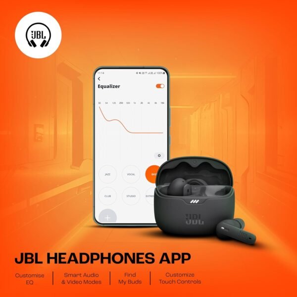 JBL Tune 245NC in Ear Wireless TWS ANC Earbuds, Customized Extra Bass with Headphones App, 48H Battery, Dual Connect, Quick Charge, IP54, Bluetooth 5.3, 3Months Additional Warranty (Black) - Image 4