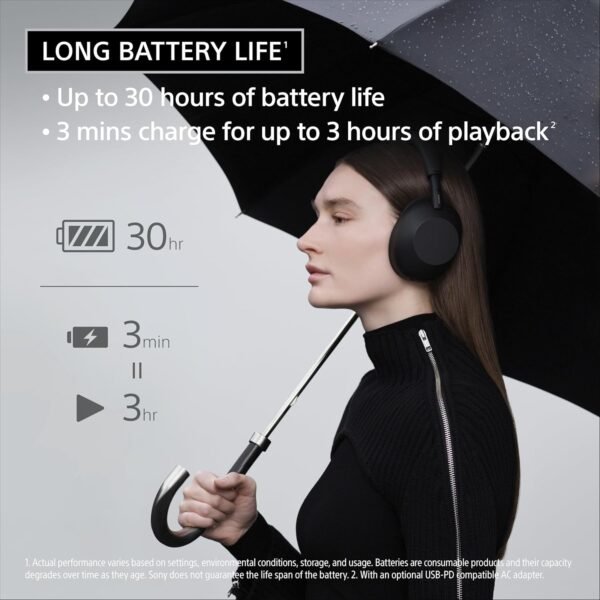 Sony WH-1000XM6 The Best Wireless Noise Canceling Headphones, HD NC Processor QN3, 12 Microphones, Adaptive NC Optimizer, Mastered by Engineers, Studio-Quality, 30-Hour Battery, Black - Image 4
