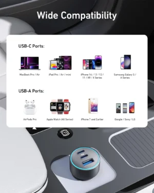 Anker USB-C Car Charger, 67W 3-Port Compact Fast Charger, 535 Car Adapter with PIQ 3.0 for iPhone 16/16 Plus/16 Pro/16 Pro Max, Galaxy S24/S23, iPad, Huawei and More (USB-C to USB-C Cable Included) - Image 3