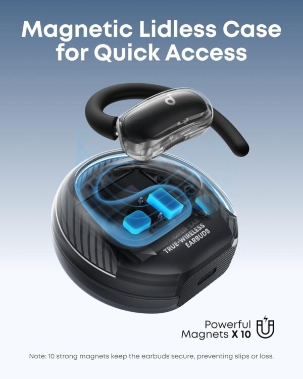 soundcore V40i by Anker, Open-Ear Headphones, Crystal Clear Design, 4 Adjustable Positions for Every Ear Size, Richer Bass, IP55, 21-Hour Playtime, AI Clear Calls, Bluetooth 5.4, App Control - Image 6