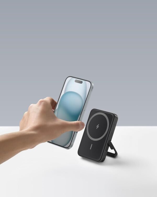 Anker Magnetic Battery (MagGo), 5,000mAh Wireless Power Bank with Foldable Stand and USB-C for iPhone 15/15 Plus/15 Pro/15 Pro Max, iPhone 14/13 Series - Black - Image 7