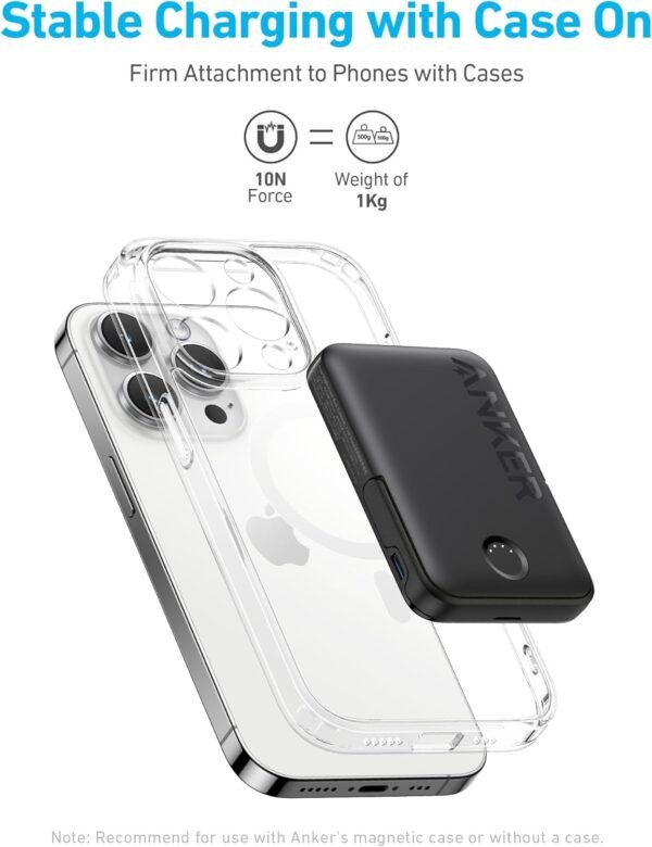 Anker Magnetic Battery (MagGo), 5,000mAh Wireless Power Bank with Foldable Stand and USB-C for iPhone 15/15 Plus/15 Pro/15 Pro Max, iPhone 14/13 Series - Black - Image 6
