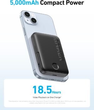 Anker Magnetic Battery (MagGo), 5,000mAh Wireless Power Bank with Foldable Stand and USB-C for iPhone 15/15 Plus/15 Pro/15 Pro Max, iPhone 14/13 Series - Black - Image 4