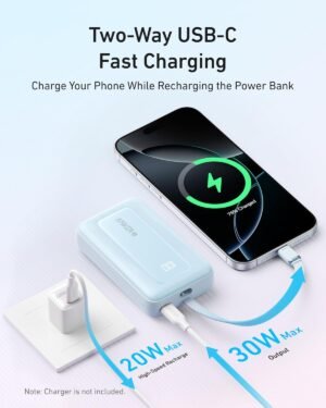Anker Portable Charger, 10,000mAh 30W Power Bank, USB-C in and Out Fast Charging Battery Pack, Travel Essential Phone Power Bank, for iPhone 16/15, iPad, MacBook, Galaxy, Google, and More - Image 3