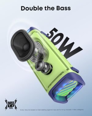 Soundcore Boom 3i by Anker, Rugged Outdoor Speakers, IP68 Waterproof, Floating Playback, Saltwater-Resistant, BassUp 2.0, 50W Portable Speaker, Bluetooth 5.3, 16H Playtime, TWS, Kayak/Fishing/Camping Green - Image 9