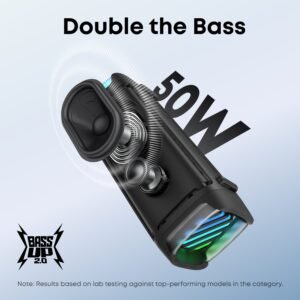 Soundcore Boom 3i by Anker, Rugged Outdoor Speakers, IP68 Waterproof, Floating Playback, Saltwater-Resistant, BassUp 2.0, 50W Portable Speaker, Bluetooth 5.3, 16H Playtime, TWS, Kayak/Fishing/Camping Green - Image 5