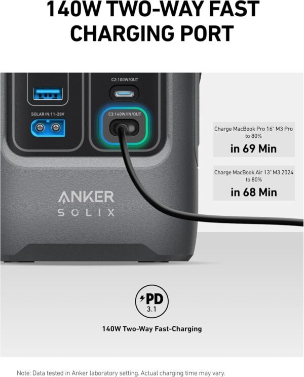 Anker SOLIX C200 DC Power Bank Station, 192Wh Portable Power Station, LiFePO4 Battery, 200W Solar Generator, for Outdoor Camping, Traveling, and Emergencies (No Wall Charger Included) - Image 5