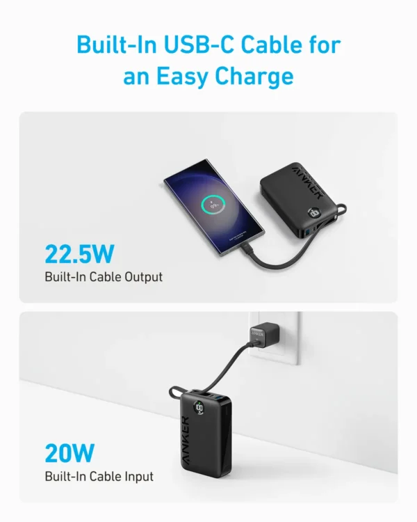 Anker 335 20,000mah 22.5W Power Bank With Built in USB C Cable and integrated stand - Image 4