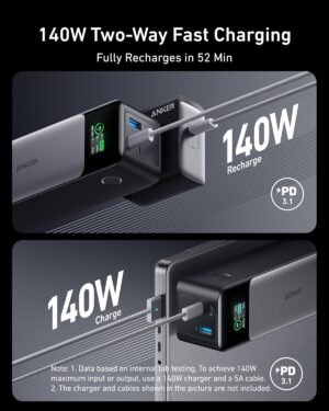 Anker 737 Power Bank (PowerCore 24K), 24,000mAh 3-Port Portable Charger with 140W Output, Smart Digital Display, Compatible with MacBook Pro/Air, iPhone 16/15/14 Series, Samsung, Huawei, Dell, HP - Image 5