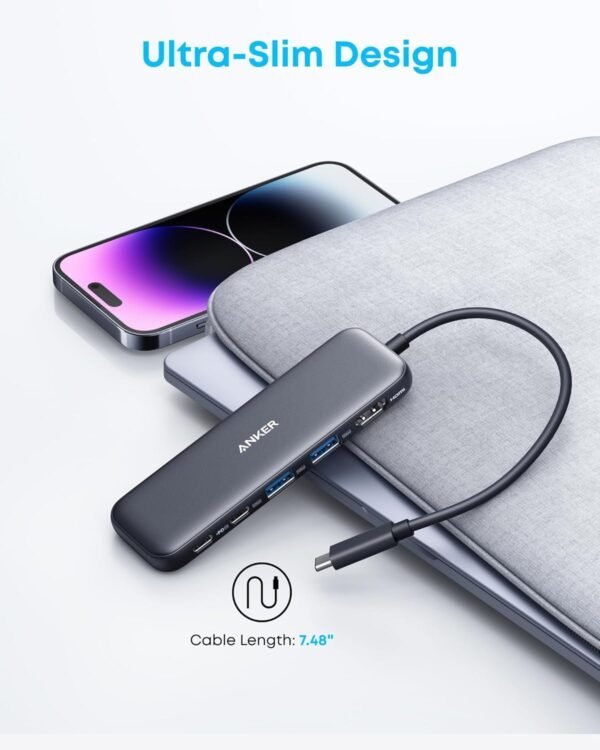 Anker 332 USB-C Hub (5-in-1) with 4K HDMI Display, 5Gbps - and 2 5Gbps USB-A Data Ports and for MacBook Pro, MacBook Air, Dell XPS, Lenovo Thinkpad, HP Laptops and More - Image 7