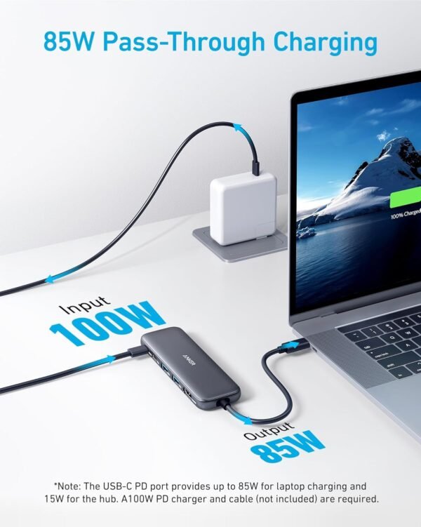 Anker 332 USB-C Hub (5-in-1) with 4K HDMI Display, 5Gbps - and 2 5Gbps USB-A Data Ports and for MacBook Pro, MacBook Air, Dell XPS, Lenovo Thinkpad, HP Laptops and More - Image 3