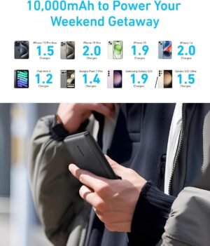 Anker Power Bank(PowerCore 10K),Compact Travel-Ready 10,000mAh Battery Pack with PowerIQ Charging Technology,5V/3A High-Speed Charging - Image 3