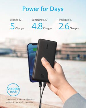 Anker 525 PowerCore 20K 20000mAh Powerbank, PIQ 3.0 Output: 1x 20W USB-C port 1x 18W USB-A - Image 4