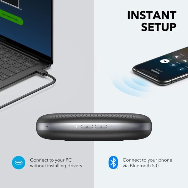 Anker Conference Microphone, PowerConf Bluetooth Speakerphone with 6 Mics, Enhanced Voice Pickup, 24H Call Time, USB C, Computer Conference Speaker Compatible with Leading Platforms, for Home Office - Image 4