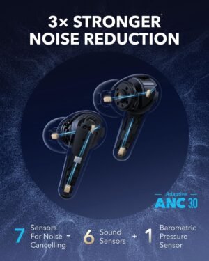 soundcore Liberty 4 Pro by Anker, Noise Cancelling Wireless Earbuds, 7-Sensor and Real-Time Adaptive Noise Cancelling, 2× Faster Charging, Studio-Level Hi-Fi Music, Clear Calls with 9 Mics and AI BLUE - Image 6