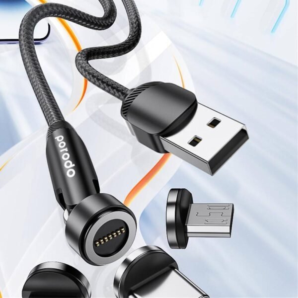 Porodo 3in1 TPE Cable with Rotatable Head - Image 3