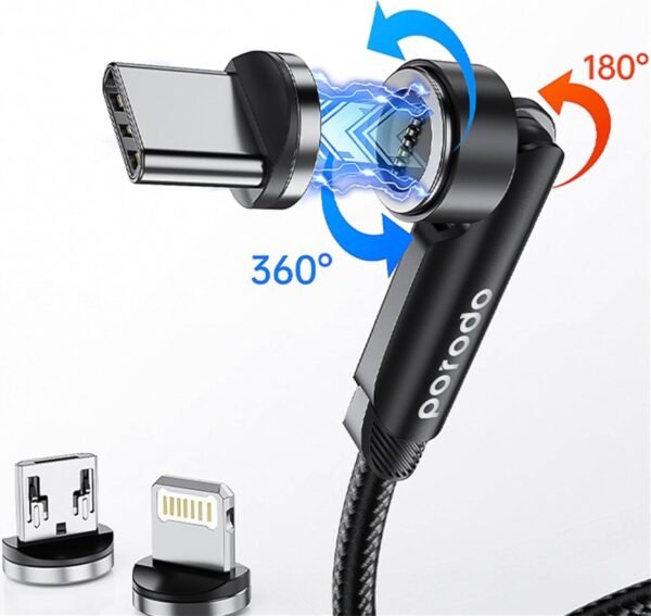 Porodo 3in1 TPE Cable with Rotatable Head - Image 4