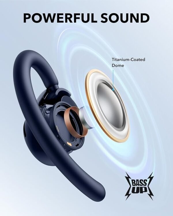 soundcore V20i by Anker Open-Ear Headphones, Adjustable Ear Hooks, Ultra-Comfort, Snug Fit, 16mm Drivers, 4 Mics, IP55, LED Lights, 36H Playtime, Fast Charging,Bluetooth 5.4, Multipoint Connection - Image 3