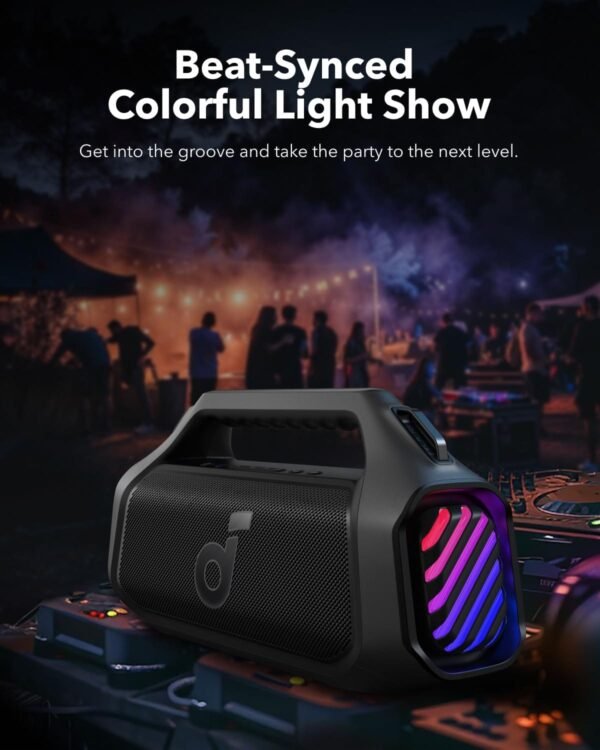 Anker soundcore Boom 2 Plus, Outdoor Speaker, 140W, 2+2 Channel, BassUp 2.0, 20H Playtime, Fast Charge, IPX7 Waterproof, RGB Lights, Power Bank, Bluetooth 5.3, Portable for Outdoors, Camping, Beach - Image 5