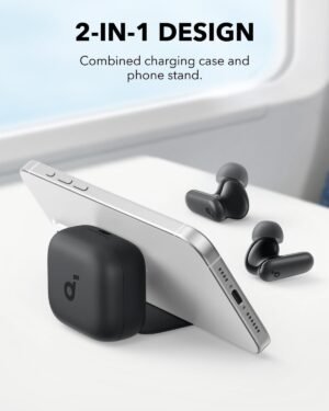 Anker Soundcore P30i by Noise Cancelling Earbuds, Strong and Smart Noise Cancelling, Powerful Bass, 45H Playtime, 2-in-1 Case and Phone Stand, IP54, Wireless Earbuds, Bluetooth 5.4 (Black) - Image 3