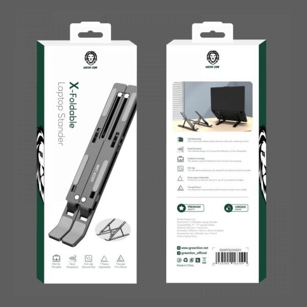 Green Lion X-Foldable Laptop Stand - Gray - Image 3