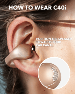Soundcore C40i by Anker, Open-Ear Earbuds, Clip-On Headphones, Flexible Joint Design, Button Controls, Lightweight Comfort, Stable Fit with Attachable Ear Grips, Expansive Drivers for Clear Sound GOLD - Image 6