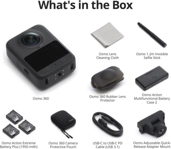 DJI Osmo 360 Adventure Combo, 360 Camera With 1-Inch 360° Imaging, Extended Battery Life With 3 Batteries, Native 8K 360° Video, 4K/120fps & 170° Boost Video - Image 9