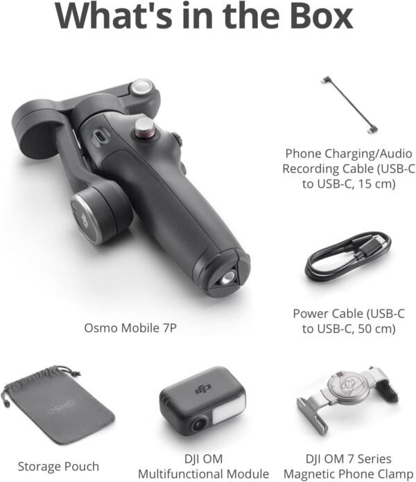 DJI Osmo Mobile 7P Gimbal Stabilizer for iPhone, Android, Native Tracking, 3-Axis Phone Gimbal, Built-in Extension Rod & Tripod, Phone Charging - Image 3