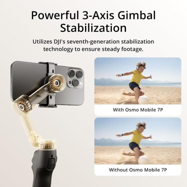 DJI Osmo Mobile 7P Gimbal Stabilizer for iPhone, Android, Native Tracking, 3-Axis Phone Gimbal, Built-in Extension Rod & Tripod, Phone Charging - Image 7