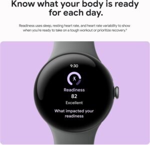 Google Pixel Watch 3 (45mm) Latest Model - Android Smartwatch, Heart Rate Tracking, Fitbit Advanced Running, Fitness Insights, 24-Hour Battery - Matte Black Aluminum Case - Obsidian Band - Wi-Fi - Image 5