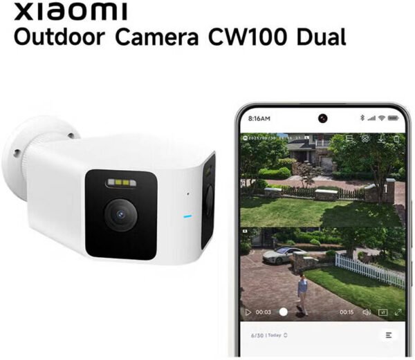Xiaomi CW100 Dual Outdoor Camera, 3MP+3MP Dual Lenses, Color Night Vision, AI Human and Vehicle Detection, IP66 Water and Dust Resistant - Image 3
