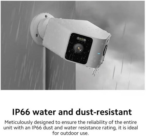 Xiaomi CW100 Dual Outdoor Camera, 3MP+3MP Dual Lenses, Color Night Vision, AI Human and Vehicle Detection, IP66 Water and Dust Resistant - Image 2