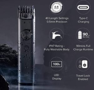 Xiaomi Grooming Kit Pro, Beard Trimmer for Men, IPX7 Waterproof Electric Razor Shavers, Hair Trimmer for Nose Ear Mustache Face Body, 40 Length Settings, Cordless Clippers, Gifts for Men - Image 9