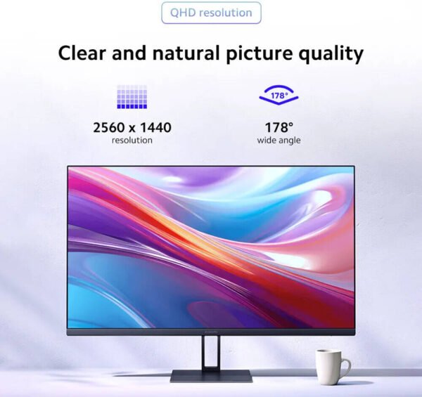 Xiaomi A27Qi Monitor, 27" IPS Display, QHD Resolution, 100Hz Refresh Rate, 6ms (GtG) Response Time, T V Rheinland certification, 16.7m Color Support, Black - Image 7