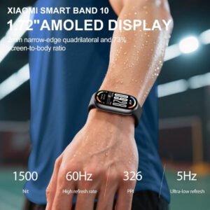 Xiaomi Smart Band 10 Smartwatch, 1.72" AMOLED Display, 60Hz Refresh Rate, Sleep & Stress Tracking, SpO & Heart Rate Monitor, 5ATM Water Resistance, Up to 21-Day Battery Life, Black - White - Image 4