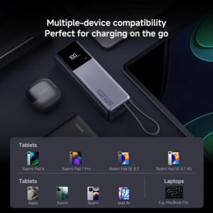 Xiaomi 165W Power Bank 10000mAh - Built-in USB-C Cable, 165W Dual Port, 120W Fast Charging, 90W Self Charging, Lithium-Ion Battery, Aircraft Safe, Compact Design with Colour Display - Image 8