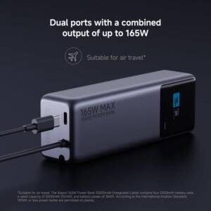Xiaomi 165W Power Bank 10000mAh - Built-in USB-C Cable, 165W Dual Port, 120W Fast Charging, 90W Self Charging, Lithium-Ion Battery, Aircraft Safe, Compact Design with Colour Display - Image 3