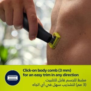 Philips OneBlade Pro Face + Body QP6542/10, Hybrid Trimmer and Shaver with 12-Length Precision Comb, Waterproof, 90 Min Cordless Use - Image 5