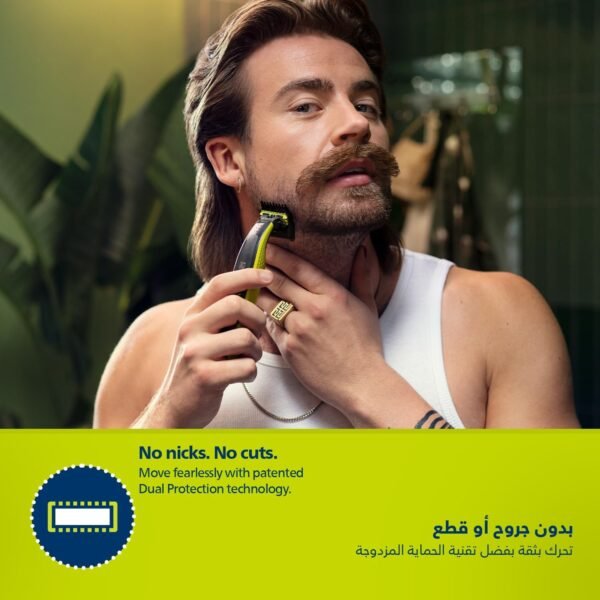 Philips OneBlade Face & Body QP2824 | Dual-Sided Blade | Unique OneBlade Technology | 45min Cordless | Waterproof | Electric Beard Trimmer & Shaver - Image 7