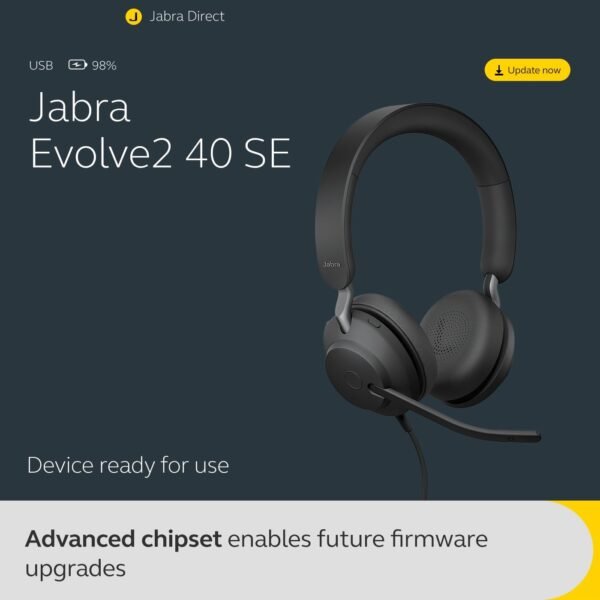 Jabra Evolve2 40 SE Wired Noise-Cancelling Stereo Headset With 3-Microphone Call Technology and USB-A Cable - MS Teams Certified, Works with All Other Platforms, Black - Image 3