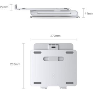Aluminum Height Adjustable Laptop Stand For upto 11" - 15.6" Laptops - Ergonomic Laptop Stand for Desk, Aluminium Portable Laptop Riser Mount Stand for Laptop (Silver) - Image 6