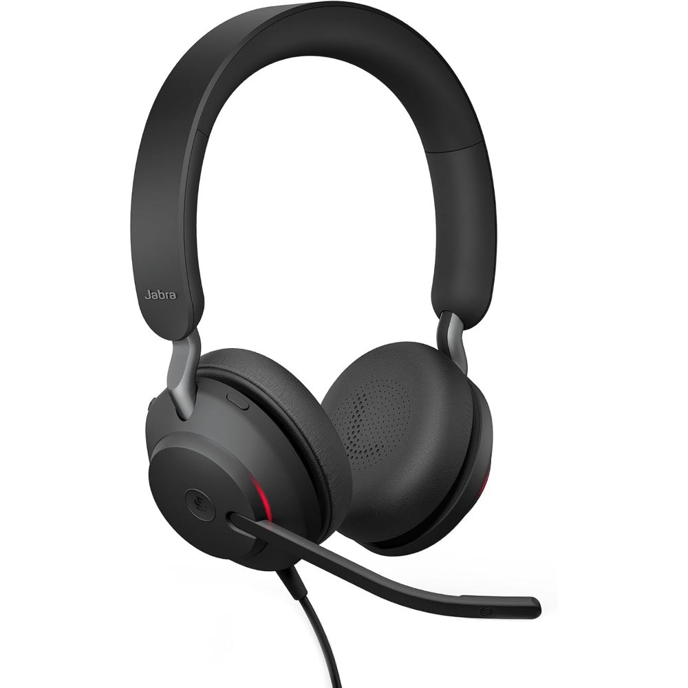 Jabra Evolve2 40 SE Wired Noise-Cancelling Stereo Headset With 3-Microphone Call Technology and USB-A Cable - MS Teams Certified, Works with All Other Platforms, Black