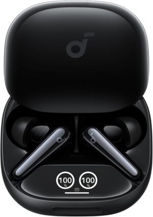 ANKER Soundcore Liberty 4 Pro Headphones, Noise Cancelling, 7 Sensors, 6 Mic AI Clear Calls, Touch Bar, Display, 10.5mm Driver, Titanium-Coated Tweeter, Digital Crossover, Glossy Black - Image 7